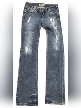 🩵JUST USA Distressed Straight Leg Denim Jeans Womens Size 7